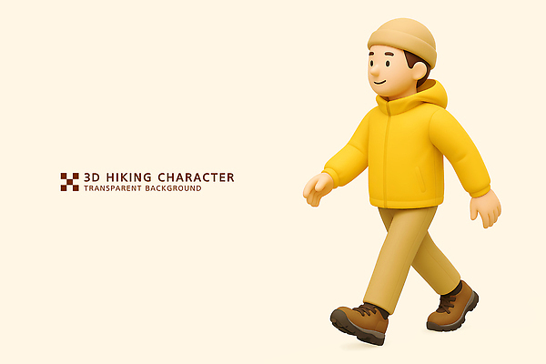 PSD 편집이미지 캐릭터 모자 디자인 옷 여행 모션 노란색 3D 걷기 외투 하이킹 그리기 즐거움 애니메이션 편집3D 잡화 감정 컬러 상의 레저 디지털합성 파일형식