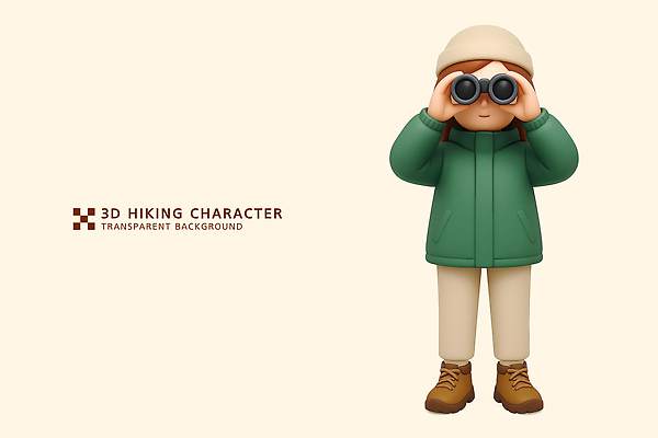 PSD 모델 편집이미지 캐릭터 디자인 옷 배낭 모션 자연 풍경 3D 쌍안경 탐험 관찰 그림 시야 창작 편집3D 가방 망원경 디지털합성 생태계 파일형식