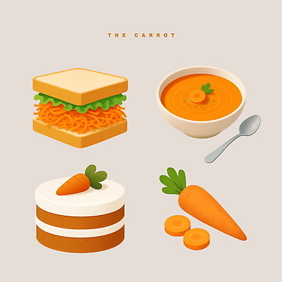 PSD 음식 채소 일러스트 재료 디저트 샌드위치 건강 요리 케이크 당근 수프 레시피 건강식 맛있는 국내일러스트 뿌리채소 파일형식