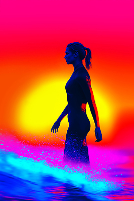 JPG 편집이미지 여자 실루엣 컬러 자연 하늘 조명 해변 파란색 태양 걷기 노을 수중 일몰 물방울 분위기 뷰티풀 사이버펑크 편집실사 AI컴퓨터그래픽 AI콘텐츠 자연요소 바다 컨셉 모션 촬영기법 사람 CG 생태계 파일형식 SF