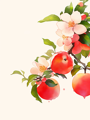 JPG 나무 식물 계절 꽃 분홍색 농업 과일 일러스트 자연 생명 가지 풍경 빨간색 농사 수확 흰색 사과 조경 화사함 뷰티풀 국내일러스트 AI일러스트 AI콘텐츠 산업 컬러 컨셉 채소 생태계 파일형식