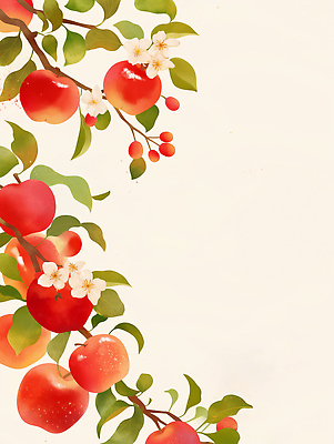 JPG 나무 식물 열매 꽃 잎 과일 일러스트 자연 생명 가지 미술 풍경 여름 평화 정원 사과 조화 뷰티풀 국내일러스트 AI일러스트 AI콘텐츠 계절 컨셉 채소 문화예술 생태계 파일형식