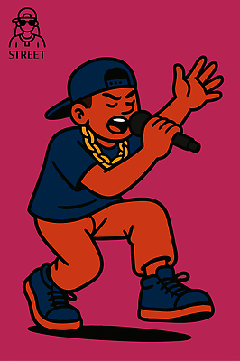 캐릭터 패션 남자 문화 음악 컬러 일러스트 힙합 공연 에너지 표현 춤 도시 마이크 열정 랩 스타일 일러캐릭터 AI파일 감정 음향기기 문화예술 사람 이벤트 파일형식 벡터