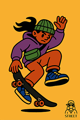 패션 행복 일러스트 반바지 청소년 하늘 기술 소녀 캐주얼 운동 노란색 점프 자유 스케이트보드 스니커즈 액션 브이로그 국내일러스트 AI파일 라이프스타일 옷 여자 감정 어린이 컬러 운동화 컨셉 바지 모션 건강 사람 보드_스포츠 동영상 파일형식 벡터