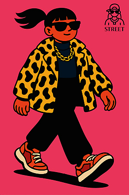 캐릭터 디자인 옷 패션 남자 예술 컬러 운동화 패턴 일러스트 거리 그래픽 유행 걷기 도시 스타일 일러캐릭터 AI파일 신발 무늬 모션 사람 파일형식 벡터