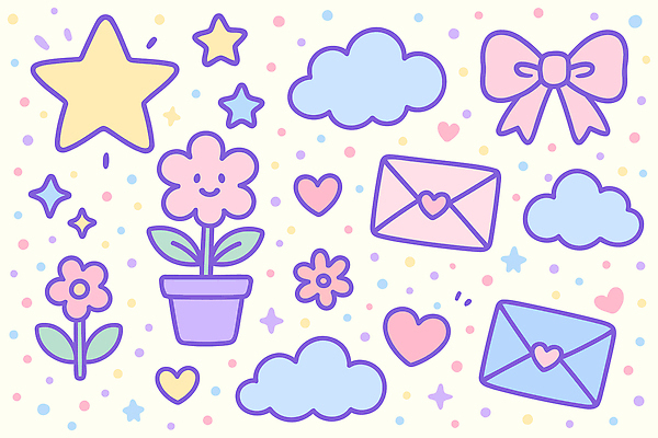 구름 캐릭터 디자인 꽃 별 화분 컬러 백그라운드 패턴 일러스트 사랑 소녀 장식 귀여움 하트 심플 뷰티풀 아기자기 일러캐릭터 AI파일 자연요소 모양 식물 여자 감정 어린이 컨셉 무늬 파일형식 벡터