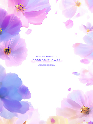 PSD 식물 디자인 꽃 예술 분홍색 백그라운드 일러스트 자연 장식 디지털 정원 보라색 봄 코스모스 부드러움 화사함 뷰티풀 색감 부각 국내일러스트 계절 컬러 컨셉 반찬 감각 생태계 파일형식
