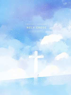 PSD 구름 기독교 종교 예술 상징 백그라운드 십자가 일러스트 자연 하늘 창조 풍경 파란색 평화 희망 고요 기도 뷰티풀 영감 국내일러스트 자연요소 감정 컬러 컨셉 생태계 파일형식