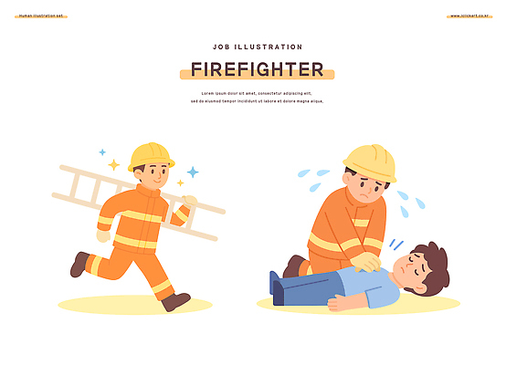 직업 캐릭터 일러스트 사다리 의학 안전 응급 긴급 도움 구출 소방관 소방 자연재해 연습 예방 화재 구조요청 구급 구조대 응급구조 응급치료 일러캐릭터 AI파일 컨셉 치료 도구 구조원 사건 재해 파일형식 벡터