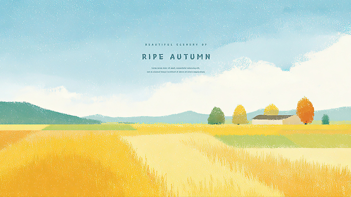 PSD 나무 식물 계절 여유 컬러 일러스트 자연 하늘 풍경 초원 일상 농작물 햇빛 평화 가을 농촌 시골 뷰티풀 국내일러스트 감정 컨셉 농업 라이프 태양 생태계 파일형식