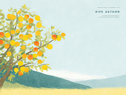 PSD 나무 열매 농업 채소 일러스트 자연 귤 산 풍경 초원 여름 농장 일몰 수확 가을 농촌 조경 국내일러스트 식물 계절 산업 과일 노을 시골 생태계 파일형식