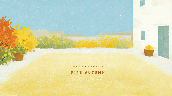 PSD 나무 컬러 백그라운드 일러스트 자연 하늘 풍경 농작물 평화 정원 공간 수확 가을 시골 조화 뷰티풀 풍요 국내일러스트 식물 계절 컨셉 농업 생태계 파일형식