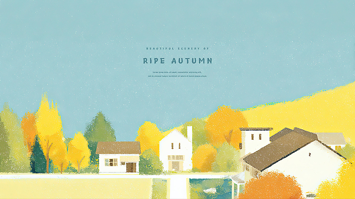 PSD 나무 일러스트 자연 하늘 휴식 주택 풍경 그래픽 평화 환경 가을 농촌 시골 조화 전원생활 뷰티풀 색감 풍요 국내일러스트 식물 계절 컨셉 건물 생활 생태계 파일형식