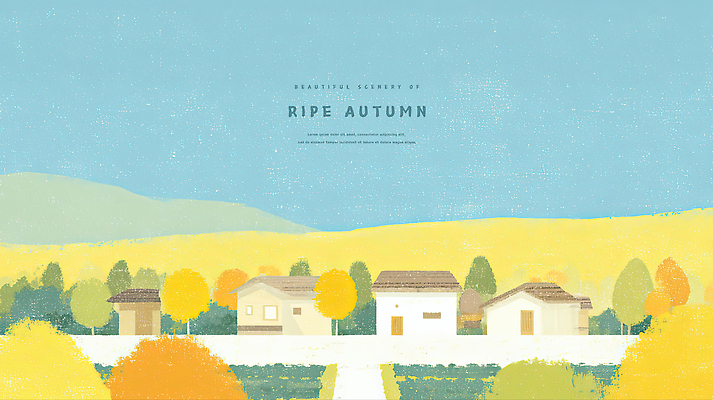 PSD 나무 계절 건축 컬러 농업 일러스트 자연 하늘 산 주택 풍경 초원 일상 평화 환경 가을 농촌 시골 뷰티풀 풍요 국내일러스트 식물 산업 컨셉 건물 라이프 생태계 파일형식