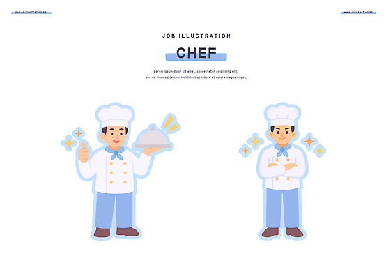 직업 캐릭터 음식 일러스트 주방용품 요리 미소 주방 요리사 맛 즐거움 레시피 식사준비 일러캐릭터 AI파일 감정 생활용품 컨셉 표정 준비 파일형식 벡터