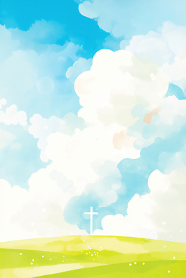 JPG 나무 구름 기독교 종교 십자가 일러스트 자연 하늘 풍경 초록색 여름 파란색 평화 일출 일몰 숲 언덕 뷰티풀 영감 국내일러스트 AI일러스트 AI콘텐츠 자연요소 식물 계절 컬러 컨셉 노을 생태계 파일형식