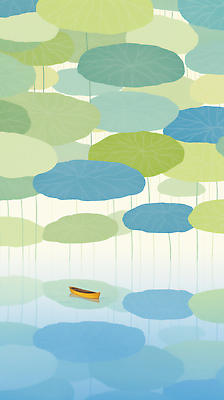 JPG 호수 여유 컬러 잎 일러스트 자연 풍경 물 여름 노란색 물방울 수면 수중식물 연습 수련꽃 풍경화 선박 국내일러스트 AI일러스트 AI콘텐츠 자연요소 식물 계절 꽃 감정 수상교통 그림 생태계 파일형식