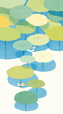 JPG 식물 컬러 일러스트 자연 국화 어류 풍경 물 여름 평화 수중 고요 봄 연못 시세 수면 수중식물 연습 생태계 조화 뷰티풀 국내일러스트 AI일러스트 AI콘텐츠 자연요소 계절 꽃 컨셉 금융 수중동물 파일형식