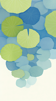 JPG 식물 디자인 잎 일러스트 자연 풍경 초록색 파란색 평화 시세 수면 수중식물 수조 생태계 조화 뷰티풀 국내일러스트 AI일러스트 AI콘텐츠 컬러 컨셉 물 금융 파일형식