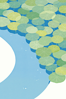 JPG 식물 그릇 잎 일러스트 자연 생명 풍경 초록색 물 여름 파란색 평화 환경 수중 고요 연못 수중식물 연습 명상 조화 뷰티풀 국내일러스트 AI일러스트 AI콘텐츠 자연요소 식기 계절 컬러 컨셉 생태계 파일형식