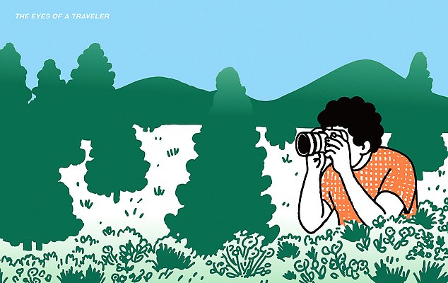 식물 시선 여행 일러스트 모션 자연 하늘 산 기념 사람 풍경 야외 카메라 촬영 탐험 숲 사진사 국내일러스트 AI파일 전자제품 작가 생태계 파일형식 벡터