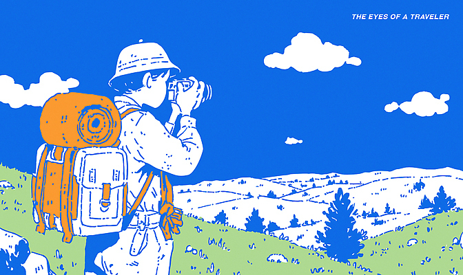 구름 여행 일러스트 배낭 자연 하늘 산 거리 풍경 초원 야외 여행객 카메라 등산 캠핑 탐험 도전 탐사 국내일러스트 AI파일 자연요소 가방 레저 사람 전자제품 트래킹 생태계 파일형식 벡터