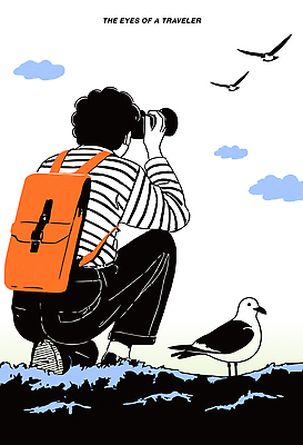 동물 구름 바다 여행 포즈 일러스트 자연 조류 바람 풍경 해변 여행객 카메라 사진촬영 관찰 무릎꿇기 국내일러스트 AI파일 자연요소 모션 날씨 사람 전자제품 촬영 생태계 파일형식 벡터