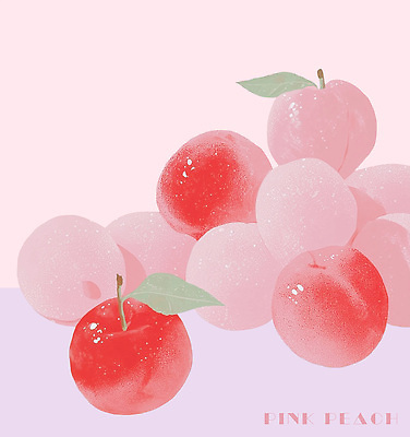 PSD 식물 디자인 분홍색 백그라운드 과일 일러스트 자연 미술 그림 복숭아 부드러움 화사함 뷰티풀 색감 정물화 창의성 디테일 국내일러스트 컬러 컨셉 문화예술 감각 생태계 파일형식