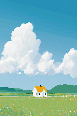 JPG 주간 구름 일러스트 자연 하늘 아침 산 풍경 잔디 초원 초록색 여름 평화 평원 국내일러스트 AI일러스트 AI콘텐츠 자연요소 식물 계절 컬러 컨셉 생태계 파일형식