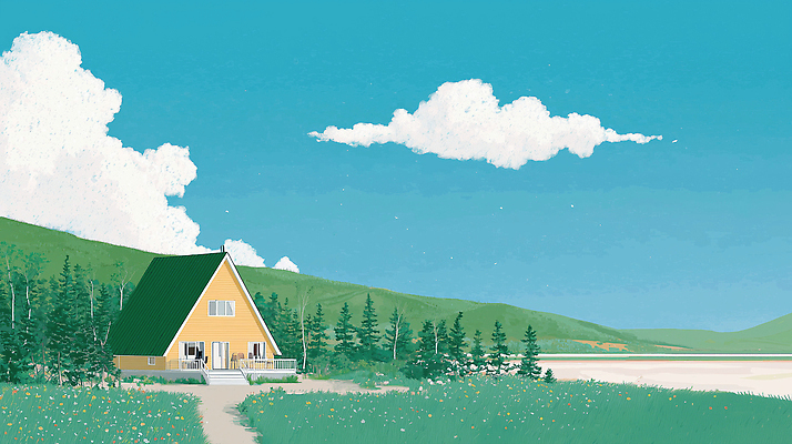 JPG 구름 호수 여행 일러스트 가족 자연 하늘 휴식 산 주택 풍경 야외 일상 초록색 여름 노란색 평화 일출 그리기 숲 국내일러스트 AI일러스트 AI콘텐츠 자연요소 계절 컬러 컨셉 관계 모션 건물 라이프 노을 생태계 파일형식