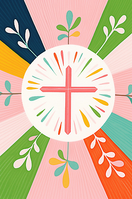 JPG 식물 전통 디자인 예술 선 컬러 백그라운드 십자가 패턴 일러스트 자연 생명 추상 장식 희망 화려 심볼 기하학 조화 뷰티풀 색채 국내일러스트 AI일러스트 AI콘텐츠 감정 컨셉 무늬 생태계 파일형식