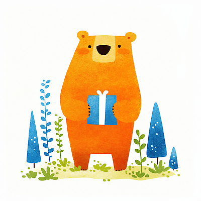 JPG 식물 동물 캐릭터 행복 호수 일러스트 곰 자연 선물 여름 귀여움 기쁨 숲 포근함 편안함 색감 수목 일러캐릭터 AI일러스트 AI콘텐츠 계절 감정 컨셉 포유류 감각 생태계 파일형식