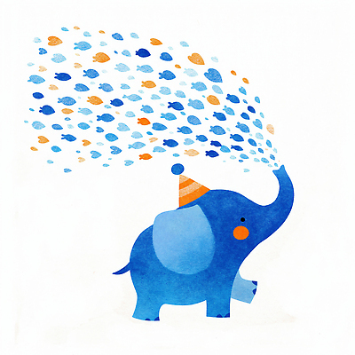 JPG 동물 캐릭터 디자인 행복 감정 일러스트 코끼리 파란색 파티 귀여움 축제 물방울 축하 생일 만화 즐거움 그림 화사함 일러캐릭터 AI일러스트 AI콘텐츠 기념일 컬러 컨셉 포유류 이벤트 파일형식