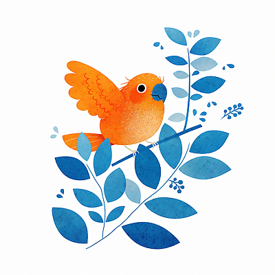 JPG 식물 동물 일러스트 자연 조류 나뭇가지 조화 색채 생동감 자연물 디지털아트 아기자기 국내일러스트 AI일러스트 AI콘텐츠 나무 컨셉 생태계 파일형식