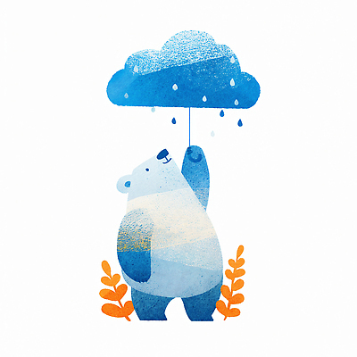 JPG 식물 동물 구름 디자인 행복 컬러 일러스트 우산 자연 하늘 날씨 귀여움 추위 보호 수분 친환경 북극곰 국내일러스트 AI일러스트 AI콘텐츠 자연요소 감정 컨셉 곰 환경 생태계 파일형식