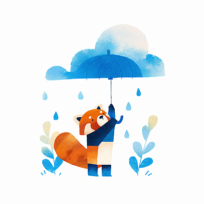 JPG 감정 일러스트 우산 자연 날씨 수채화 기쁨 물방울 보호 신비 그림 상상력 색채 우울감 붉은여우 국내일러스트 AI일러스트 AI콘텐츠 컨셉 생태계 여우 파일형식