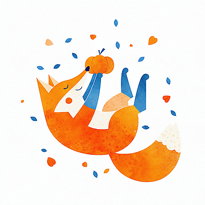 JPG 동물 캐릭터 감정 상징 컬러 백그라운드 일러스트 자연 놀이 호박 미소 공중 가을 즐거움 그림 여우 애니메이션 뷰티풀 색채 창의성 일러캐릭터 AI일러스트 AI콘텐츠 계절 채소 포유류 표정 생태계 파일형식