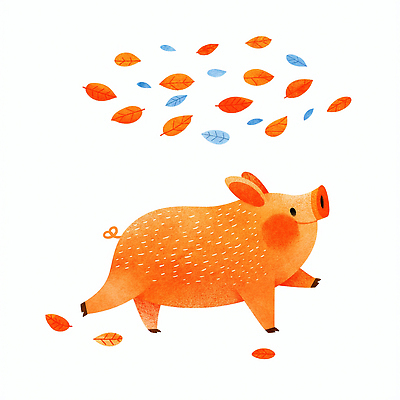 JPG 동물 예술 컬러 잎 일러스트 자연 수채화 따뜻함 풍경 갈색 걷기 귀여움 환경 주황색 가을 돼지 애니메이션 아기자기 국내일러스트 AI일러스트 AI콘텐츠 식물 계절 컨셉 포유류 모션 생태계 파일형식