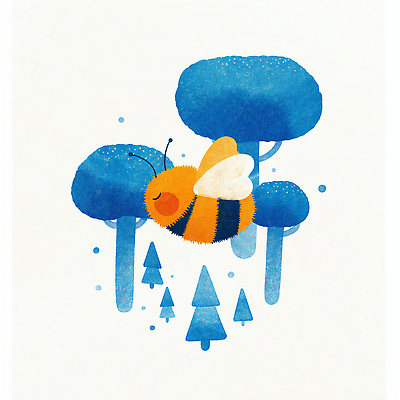 JPG 나무 동물 여유 예술 무늬 일러스트 자연 생명 파란색 크리스마스트리 귀여움 환경 잠 꿀벌 숲 편안함 신비 생태계 애니메이션 색감 국내일러스트 AI일러스트 AI콘텐츠 식물 감정 컬러 컨셉 크리스마스 감각 벌_곤충 파일형식