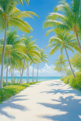 JPG 여유 바다 일러스트 자연 숙소 휴식 열대 풍경 해변 일상 여름 파란색 모래사장 야자수 햇빛 평화 산책 국내일러스트 AI일러스트 AI콘텐츠 나무 계절 감정 컬러 컨셉 라이프 태양 생태계 파일형식