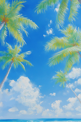 JPG 나무 구름 바다 여행 일러스트 자연 하늘 휴가 휴식 열대 풍경 해변 야외 여름 파란색 야자수 햇빛 평화 수영 열기구 발굴 국내일러스트 AI일러스트 AI콘텐츠 자연요소 식물 계절 컬러 컨셉 항공교통 태양 수상스포츠 생태계 파일형식