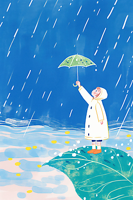 JPG 감정 어린이 컬러 잎 일러스트 우산 자연 하늘 따뜻함 풍경 초록색 물방울 보호 만화 즐거움 장면 동심 국내일러스트 AI일러스트 AI콘텐츠 식물 컨셉 사람 생태계 파일형식