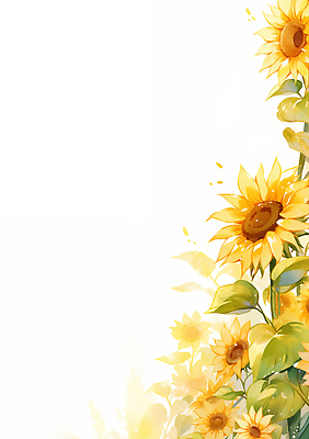JPG 식물 꽃 컬러 백그라운드 잎 일러스트 자연 해바라기 밝음 풍경 여름 햇빛 노란색 정원 화사함 만개 뷰티풀 생동감 국내일러스트 AI일러스트 AI콘텐츠 계절 컨셉 태양 생태계 파일형식