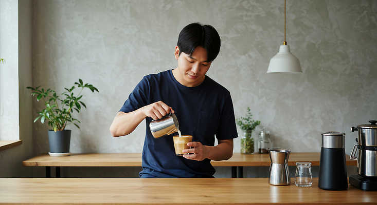 JPG 편집이미지 남자 커피 음료 아침 따뜻함 일상 컵 햇빛 주방 공간 카페 작업 편안함 창가 의료성형뷰티 편집실사 AI인물포토 AI콘텐츠 주간 식기 창문 사람 라이프 태양 상점 감각 CG 파일형식 AI포토