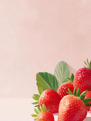 JPG 식물 디자인 분홍색 백그라운드 과일 일러스트 자연 딸기 건강 장식 여름 신선 달콤 비타민 먹거리 색감 국내일러스트 AI일러스트 AI콘텐츠 계절 음식 컬러 맛 생태계 영양소 파일형식