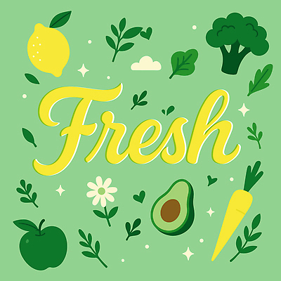 식물 디자인 음식 채소 과일 일러스트 자연 건강 초록색 신선 브로콜리 허브 유기농 상큼 아보카도 먹거리 색감 생동감 Lemon 국내일러스트 AI파일 웰빙 컬러 생태계 파일형식 벡터