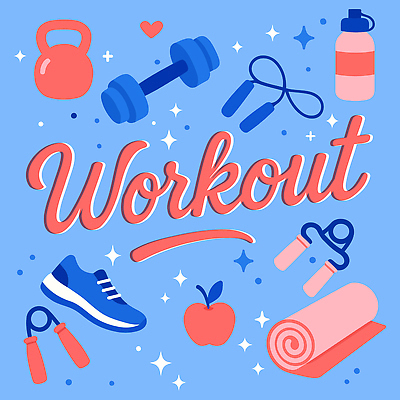스포츠 운동화 다이어트 일러스트 요가 건강 운동 헬스 스트레칭 헬스장 에너지 도구 사과 물병 근력 유산소운동 맨몸운동 국내일러스트 AI파일 웰빙 신발 과일 물통 파일형식 벡터