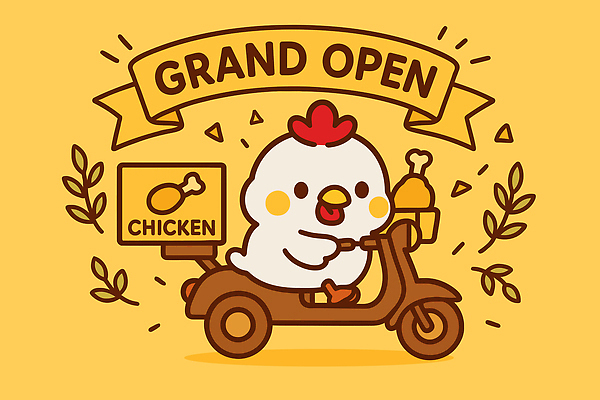 음식 백그라운드 일러스트 패스트푸드 이벤트 장식 상점 치킨 스쿠터 축하 닭 오픈 심볼 배송 즐거움 애니메이션 마케팅 밝은색 소셜미디어 국내일러스트 AI파일 감정 컨셉 조류 오토바이 인스턴트 닭고기요리 파일형식 벡터