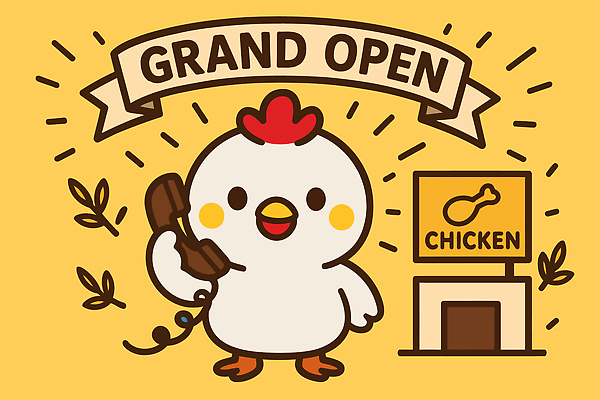 캐릭터 음식 백그라운드 일러스트 간판 대화 귀여움 상점 축제 치킨 닭 만화 전화기 고객 서비스 마케팅 일러캐릭터 AI파일 컨셉 조류 말하기 닭고기요리 파일형식 벡터