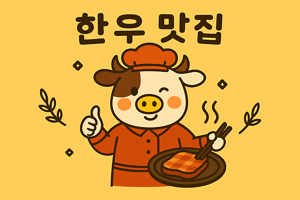 캐릭터 행복 음식 백그라운드 일러스트 손가락 따뜻함 육류 요리 귀여움 요리사 식사 즐거움 추천 한우 맛집 일러캐릭터 AI파일 직업 손 감정 컨셉 식재료 소고기 파일형식 벡터